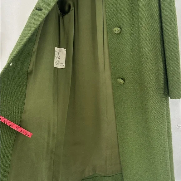 Vintage Green Wool Peacoat With Genuine Mink Collar - Picture 7 of 7